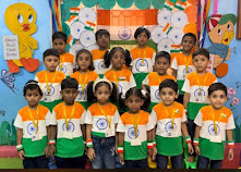 Children in tricolour outfits for Independence Day at Mrs Reena's Cocoon Play School, Ramapuram